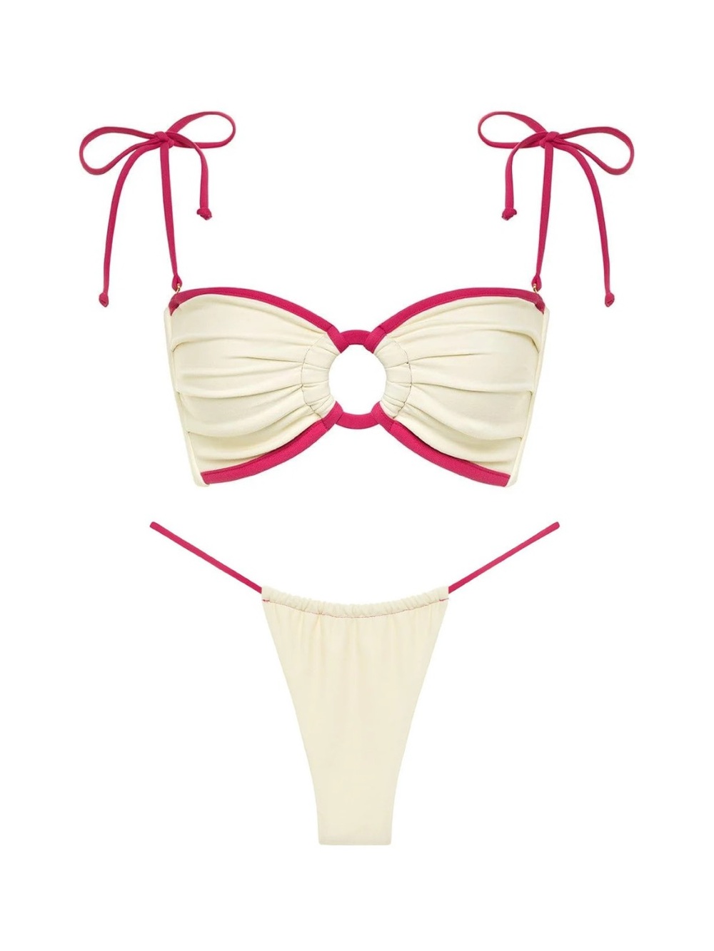 NWT XS TOP & S BOTTOM MONTCE Cream raspberry binded tori Bikini Set brasil mikoh